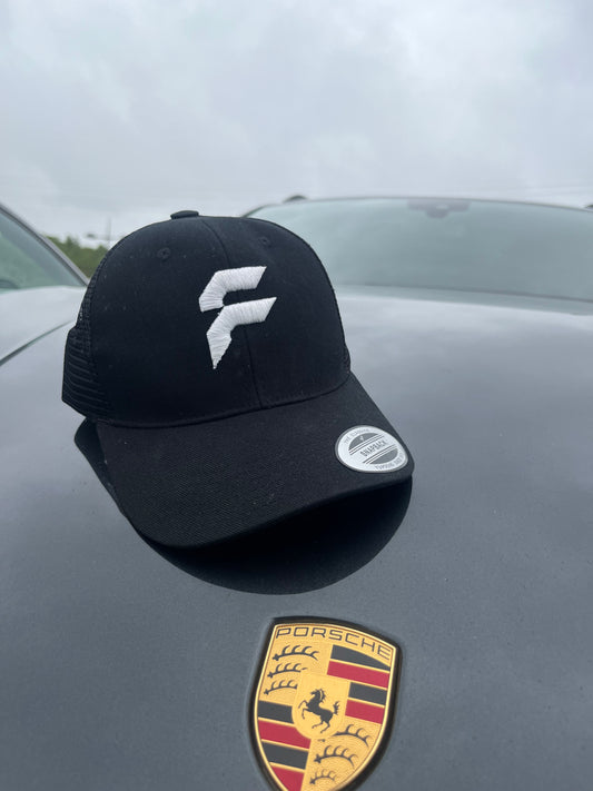Black Ferano Cap White Logo