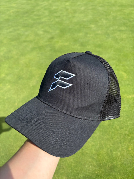 White Outline Black Ferano Cap